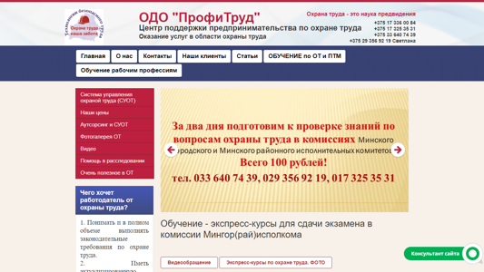Скриншот сайта