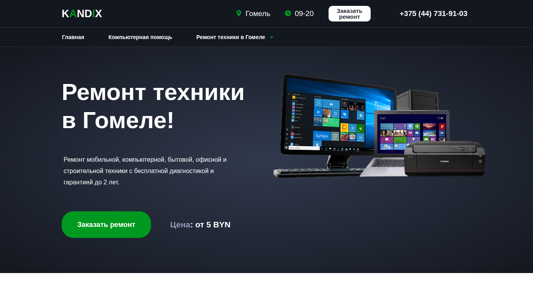 Скриншот сайта
