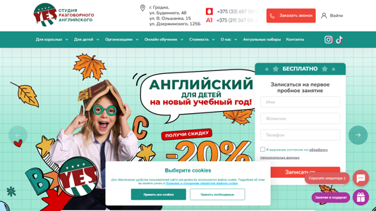 Скриншот сайта
