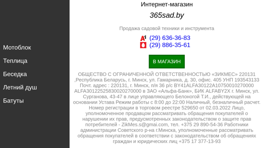Скриншот сайта