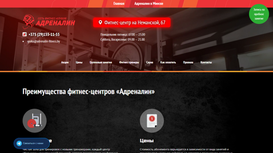 Скриншот сайта