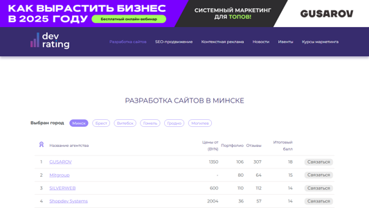 Скриншот сайта