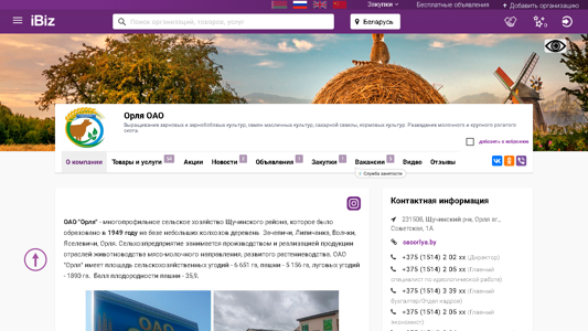 Скриншот сайта
