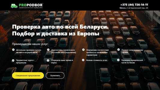 Скриншот сайта