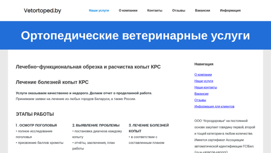 Скриншот сайта
