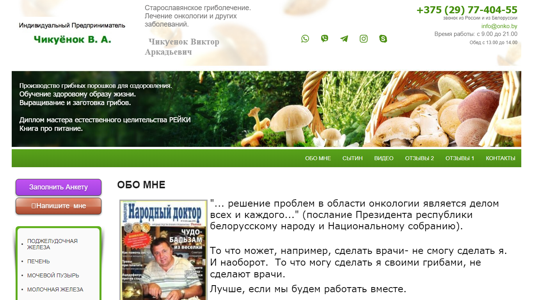 Скриншот сайта