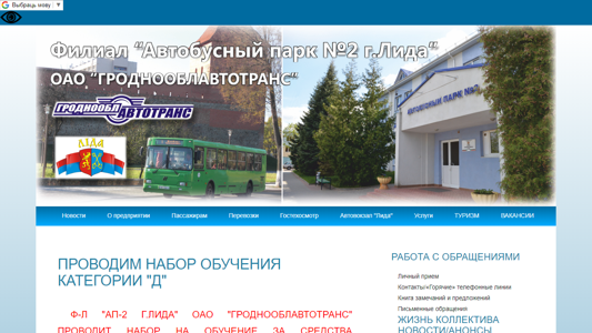 Скриншот сайта